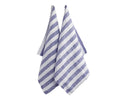 French Linen Tea Towel Blue Kitchen Towels Set of 2 - Pure 100% Linen Kitchen Towels for Quick Drying - Striped Tea Towels Kitchen - Striped Linen Dish Towel - Blue and White Striped Towels 18x28
