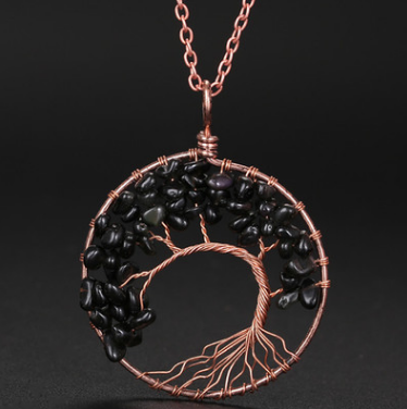 Handmade Copper Tree of Life Curved Necklace