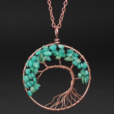 Handmade Copper Tree of Life Curved Necklace