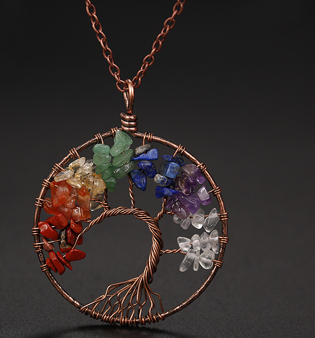 Handmade Copper Tree of Life Curved Necklace