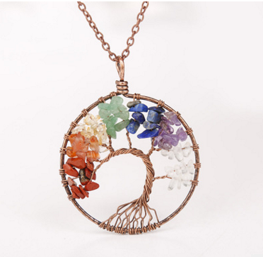 Handmade Copper Tree of Life Curved Necklace