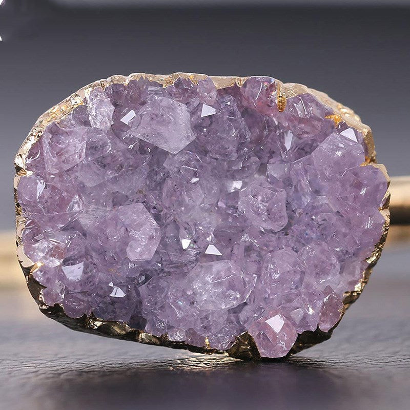 Irregular Natural Amethyst Copper Adjustable Bracelet