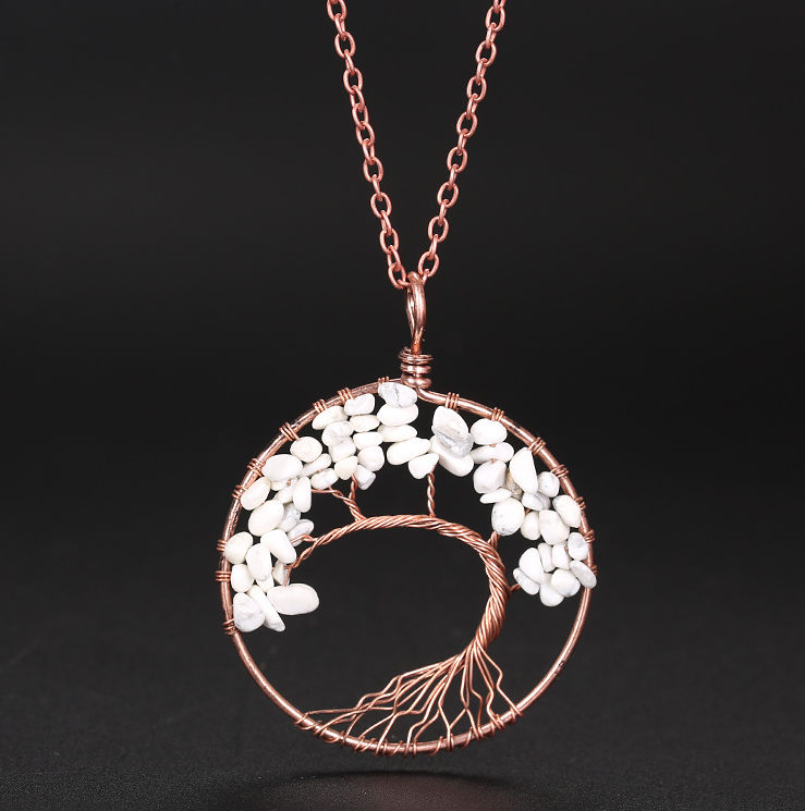 Handmade Copper Tree of Life Curved Necklace
