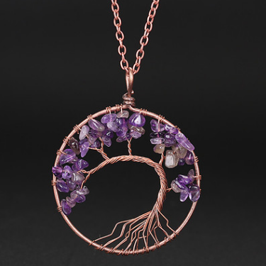 Handmade Copper Tree of Life Curved Necklace