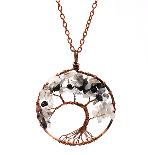 Handmade Copper Tree of Life Curved Necklace