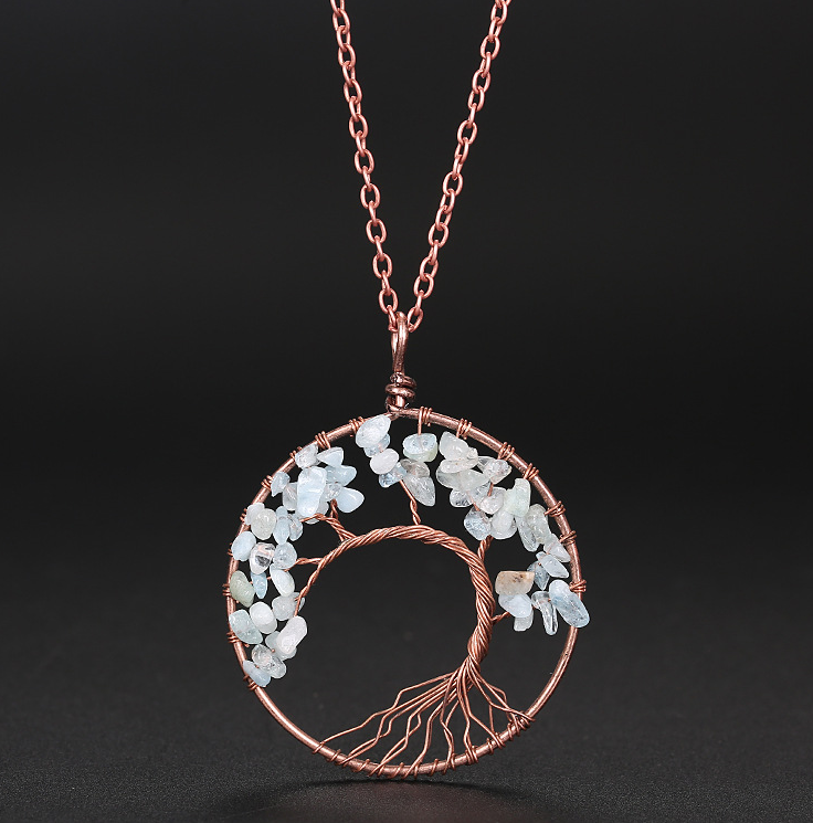 Handmade Copper Tree of Life Curved Necklace