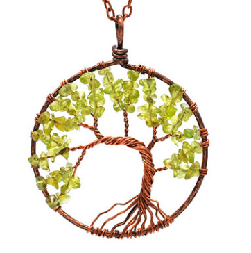 Handmade Copper Tree of Life Curved Necklace