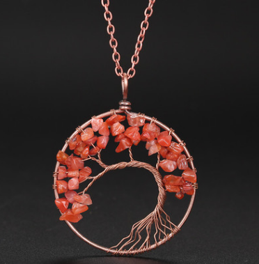 Handmade Copper Tree of Life Curved Necklace