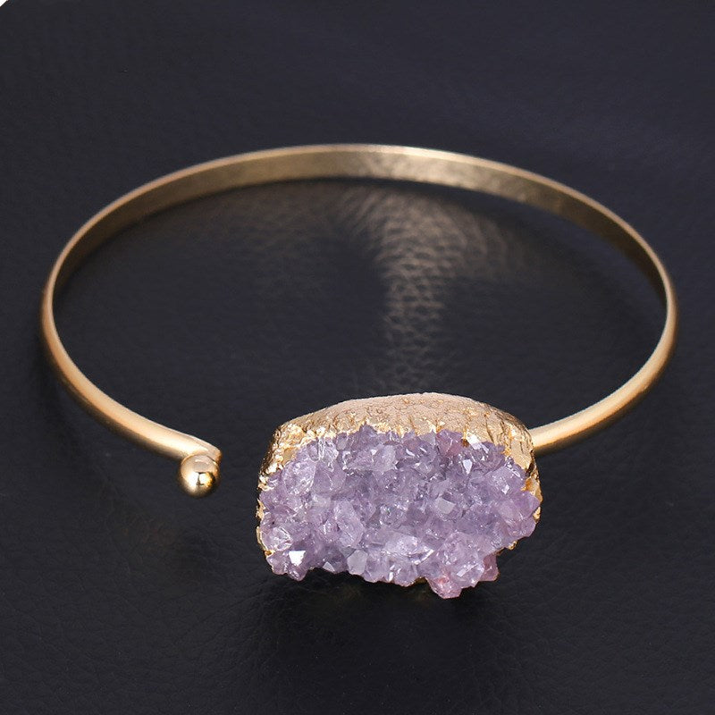 Irregular Natural Amethyst Copper Adjustable Bracelet