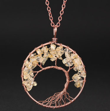 Handmade Copper Tree of Life Curved Necklace